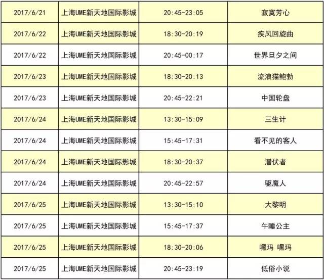 大光明电影院排片表