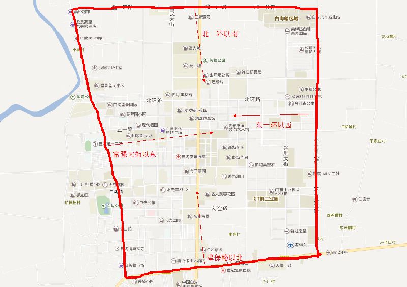 白沟新城限行区域地图图片