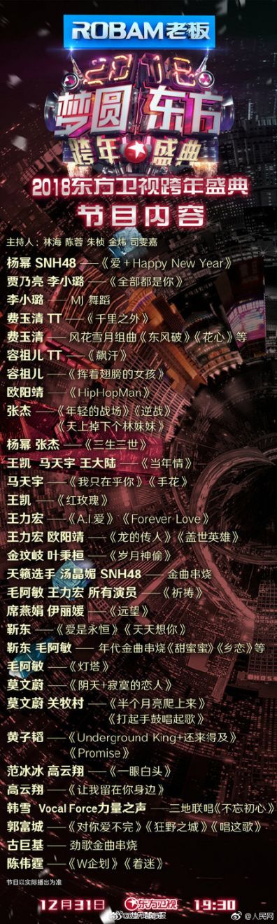 跨年演唱会节目单