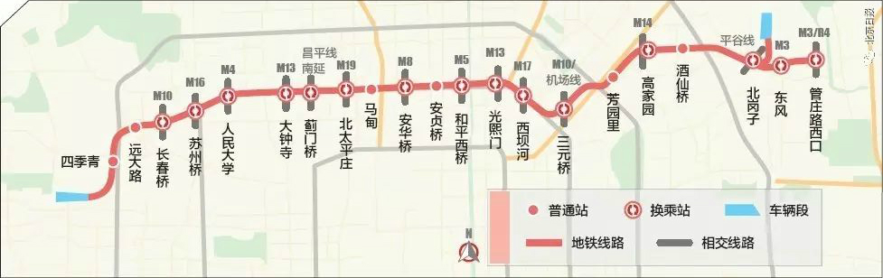 北京地铁12号线开通时间线路图走向及换乘站点