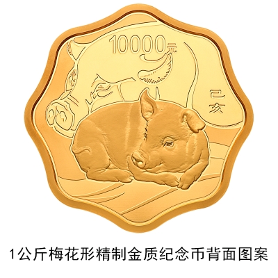 2019猪年梅花形金质怀念币1公斤面额成色及最大刊行量