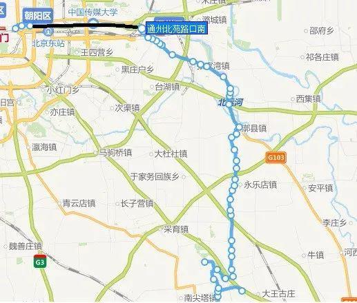 调整后首末站:廊坊-通州北苑路口西,由廊坊发出,沿805路原路由至通州