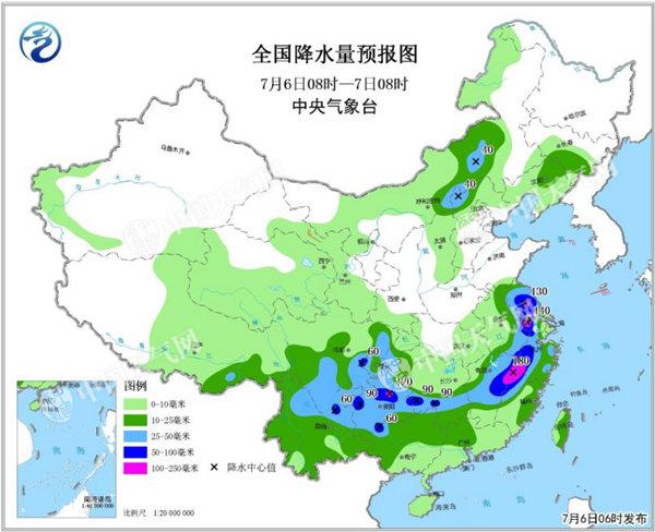 2018年7月6日全国天气预报:江苏浙江等5省有