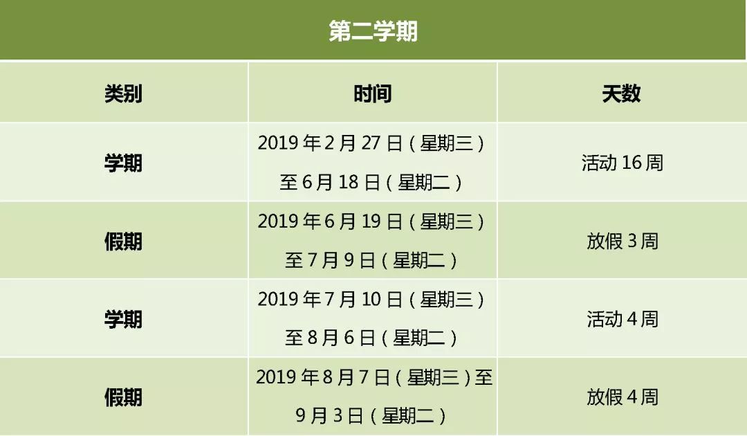 北京市中小学2018-2019学年第二学期校历安排