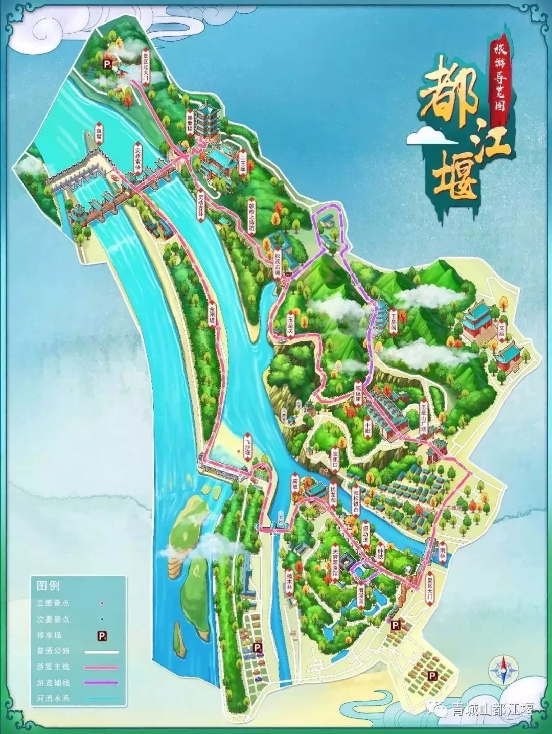 贞山风景区旅游度假区游览示意图路线卡通手绘地图_手绘地图六藝設計-站酷ZCOOL