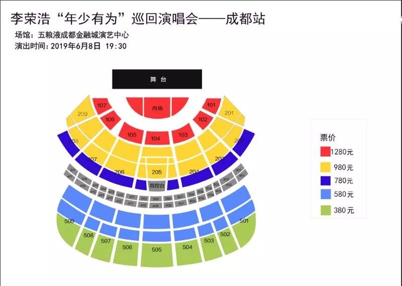 2019年李榮浩年少有為巡演成都站票價
