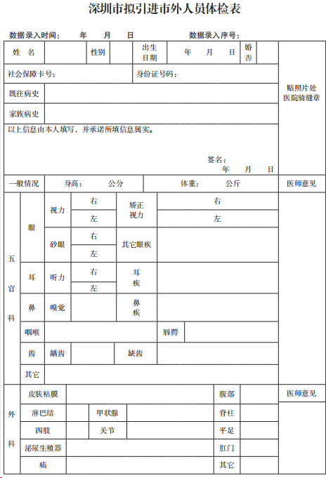 深圳入户体检标准(图1)