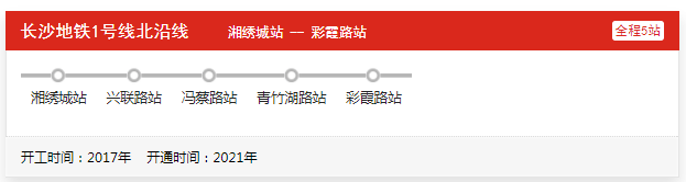 长沙地铁1号线北延线站点 规划图 开通时间