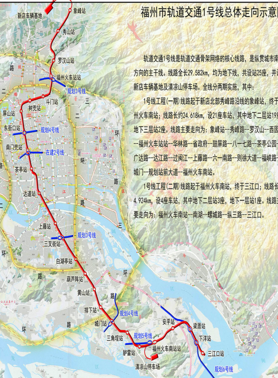 福州地铁1号线线路及站点