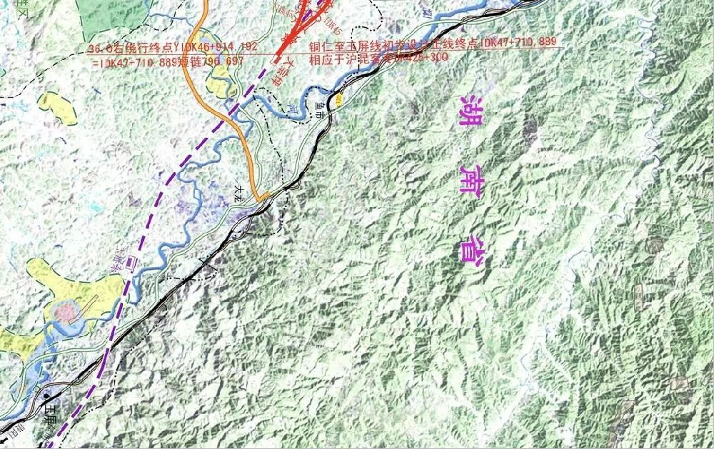 铁路线路示意图   铜玉铁路为贵州省第二条城际铁路,铜玉段北起铜仁市