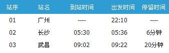 广州～武昌Z122次列车时刻表及各站到站时间