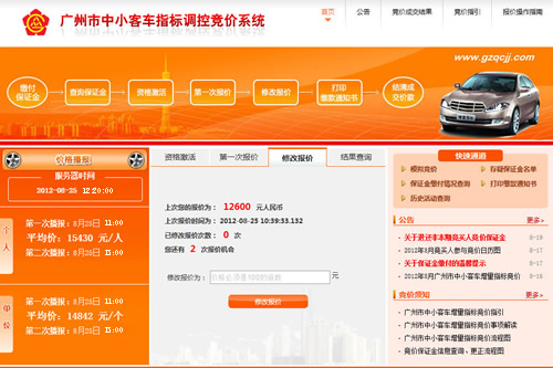 广州车牌竞价可以修改几次报价？