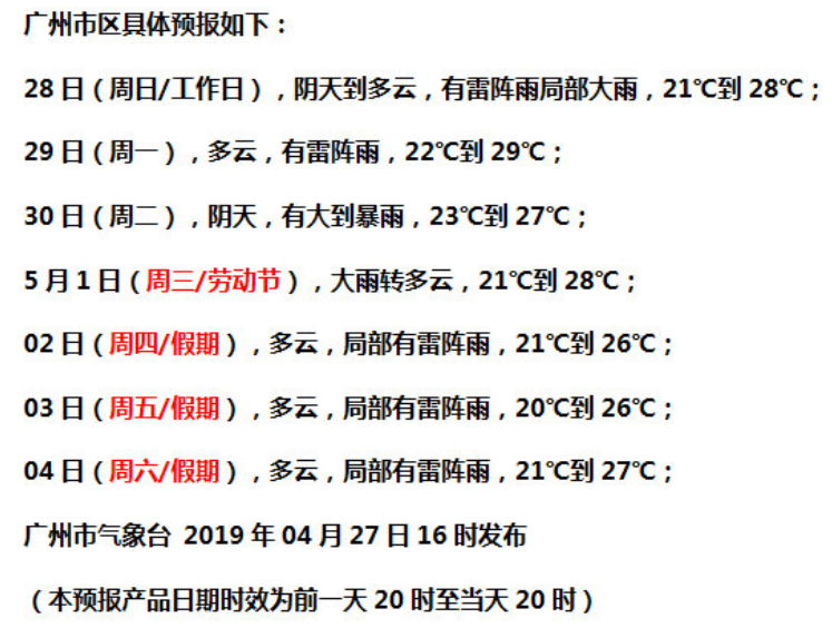 2019五一广州天气怎么样？五一广州下雨吗？