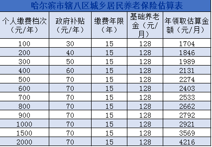 哈尔滨养老保险领取金额详细解读