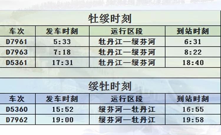 哈牡高铁列车时刻表（最新）