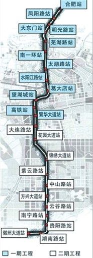 合肥地铁1号线线路图