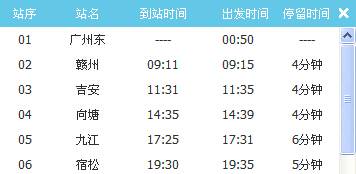 T3091次列车时刻表(2015广州东到合肥春运临