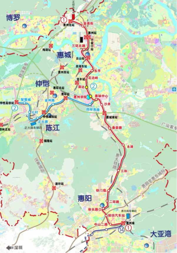 惠州地铁1号线线路走向(规划线路)