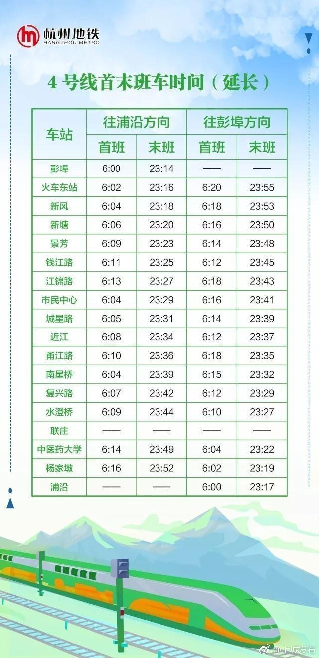 2018杭州元宵节地铁运营时间