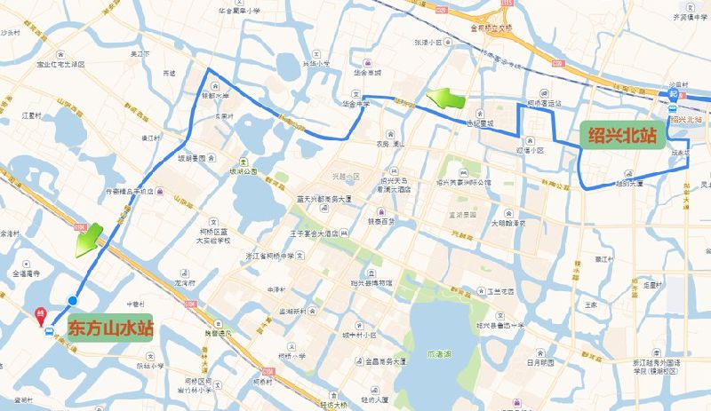 游客乘坐动车,高铁至绍兴北站,换乘818路车,至东方山司站下车