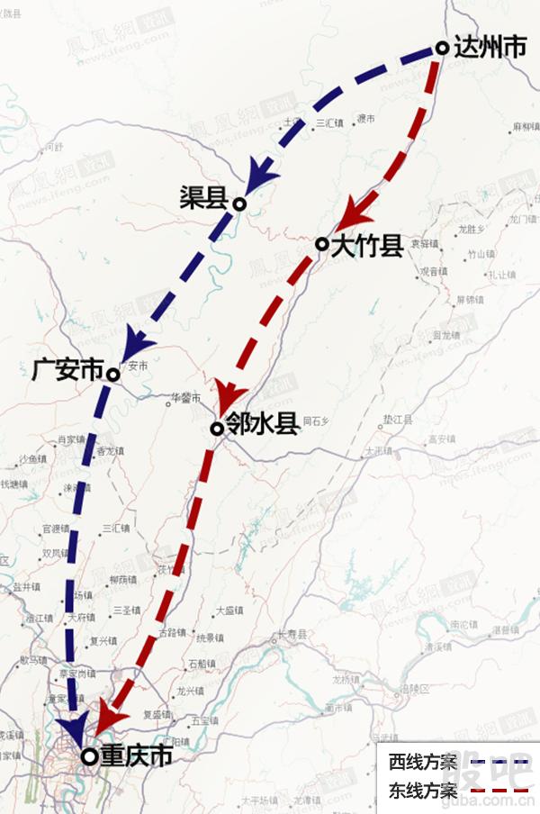 达渝城际铁路线路走向（图）