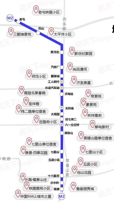 济南地铁m2线线路规划图