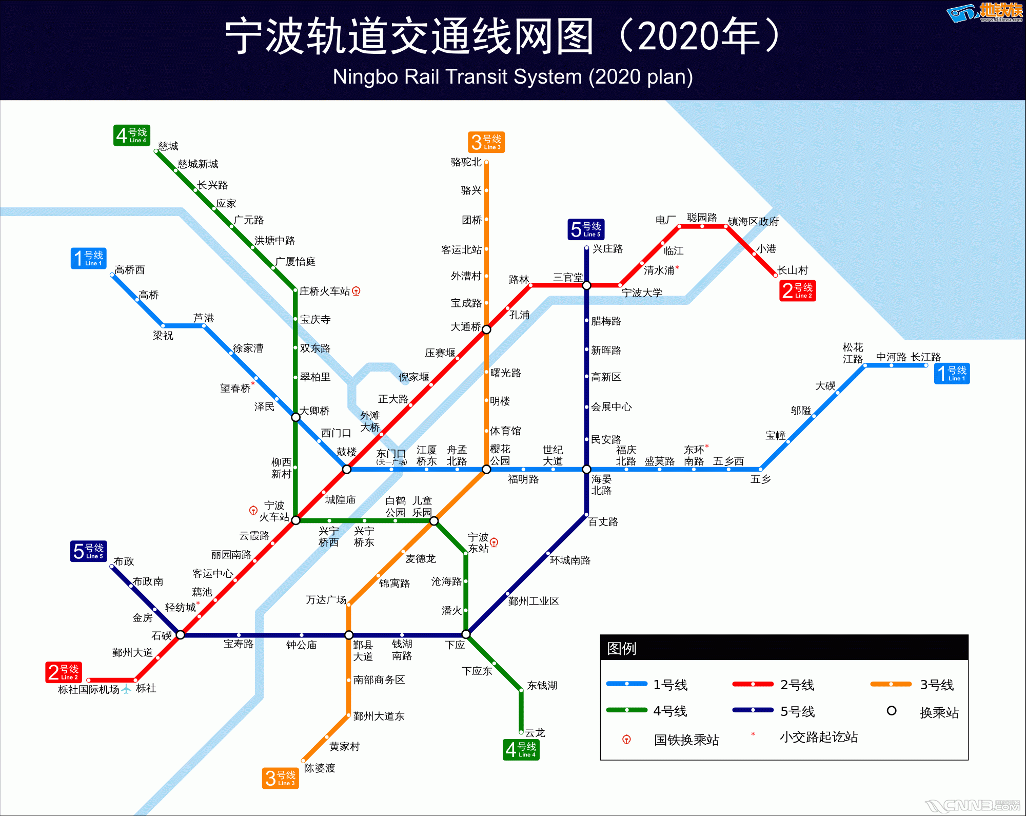 宁波交通 宁波地铁 > 宁波地铁3号线一期线路图 (点击查看大图)
