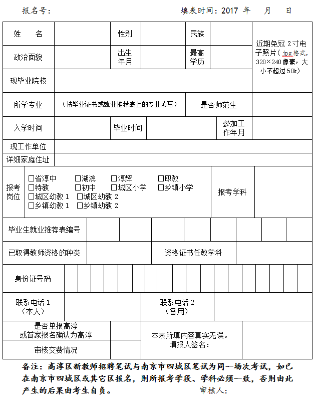 2018南京高淳区教师招聘岗位(学科)信息表、报