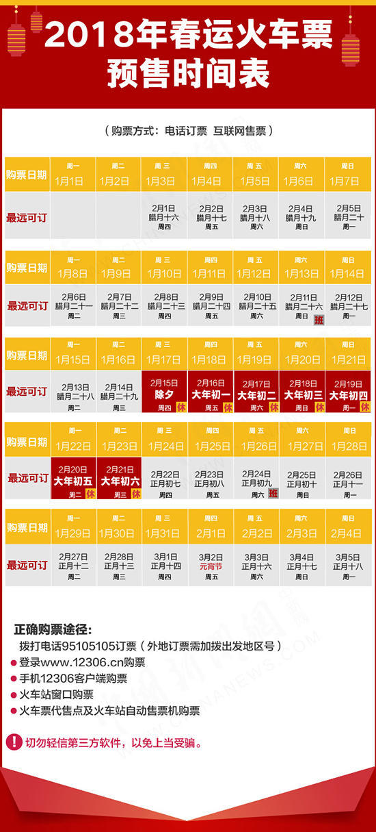 2018南京春运火车票购票提醒