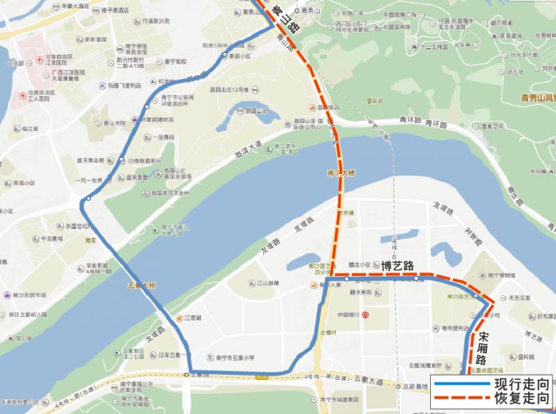6月1日起，南宁48路、68路等7条公交线路恢复行驶南宁大桥