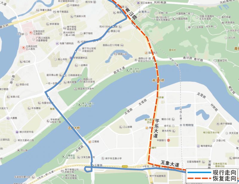 6月1日起，南宁48路、68路等7条公交线路恢复行驶南宁大桥