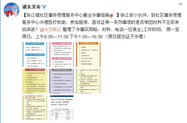 最全张江镇社区事务受理服务中心居民办事指南