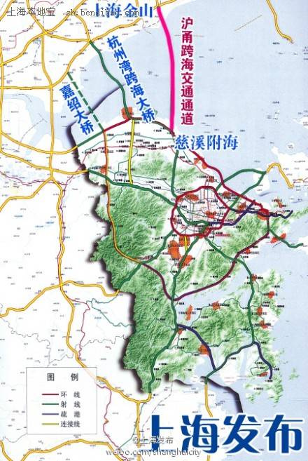 该规划路线起于杭州湾跨海大桥南接线宁波慈溪附海