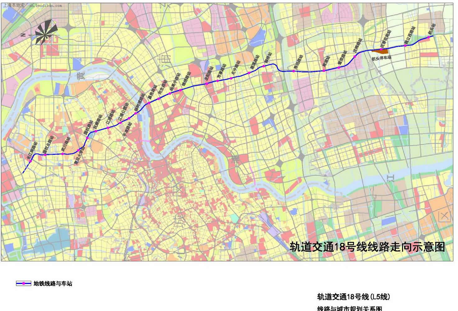 上海地铁18号线运行线路示意图