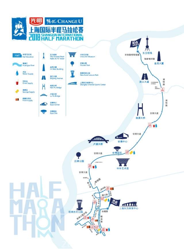 2018上海国际半程马拉松比赛路线图 (图)