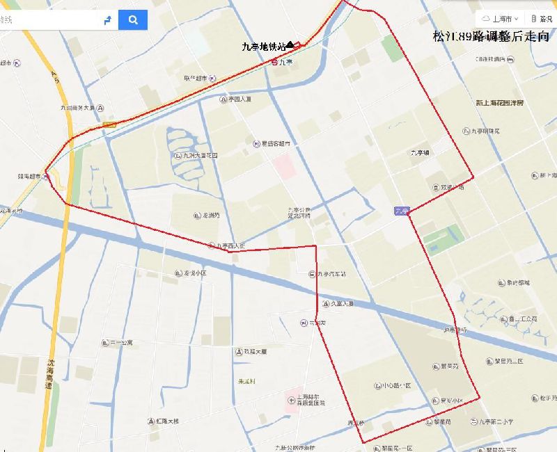 3条公交线路绕道通行   松江89路现走向(单向):自九亭地铁站起经沪亭