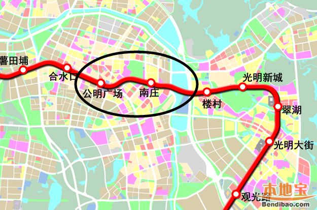 光明线 地铁6号线一期从深圳北站至松岗站,途经龙华区,光明新区