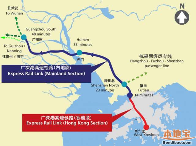 广深港高铁香港段"一地两检"方案公布附出入境流程图