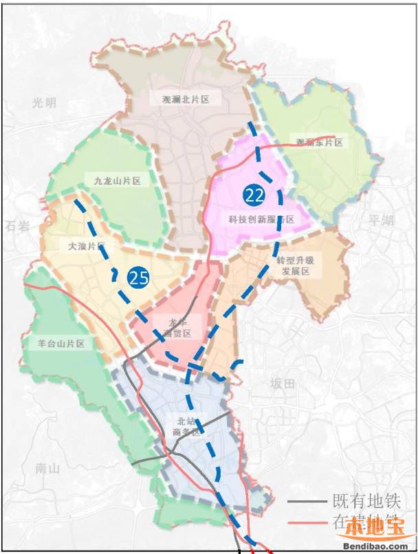龙华轨道交通近期规划 拟将22,25,18号线纳入四期图片