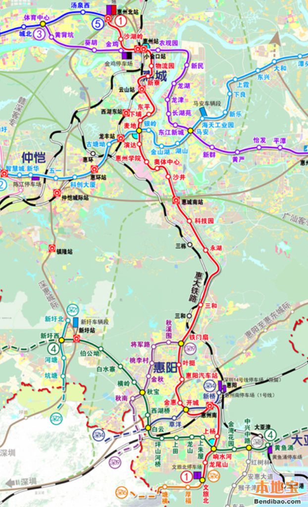 惠州火车站,江北核心区,云山城际站,东平,河南岸,麦地,惠州学院,惠城