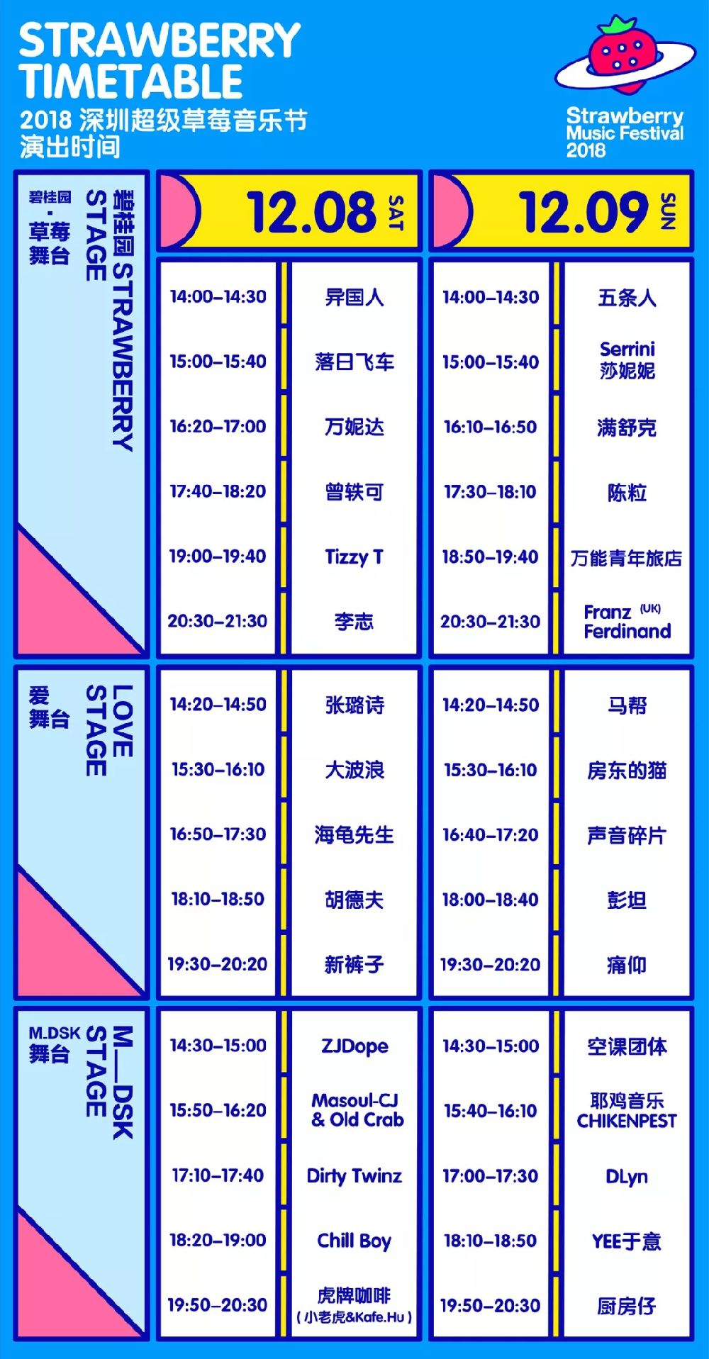 2018草莓音乐节深圳站演出及签售时间表