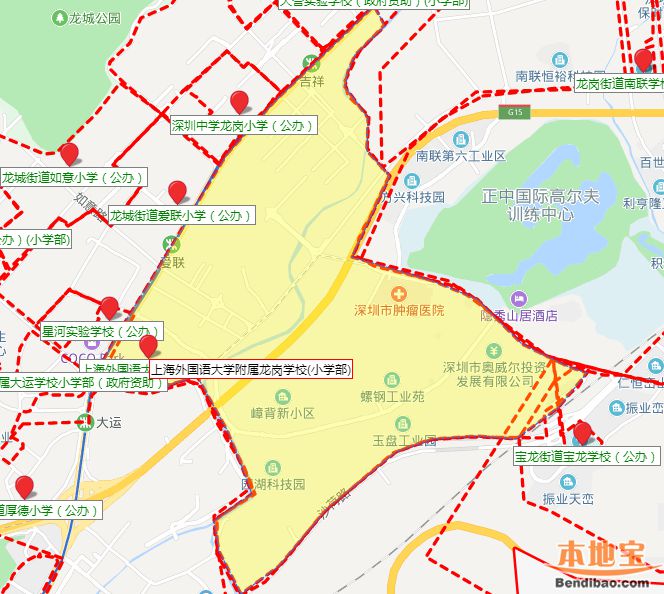 上海外国语大学附属龙岗学校招生地段一览（附学区地图）