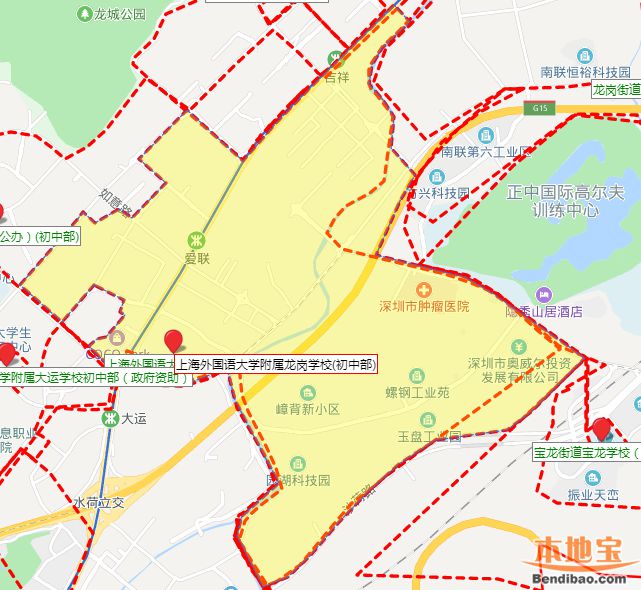 上海外国语大学附属龙岗学校招生地段一览（附学区地图）