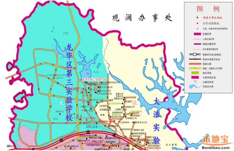 龙华区第三实验学校小学 初中部招生范围 附学区地图