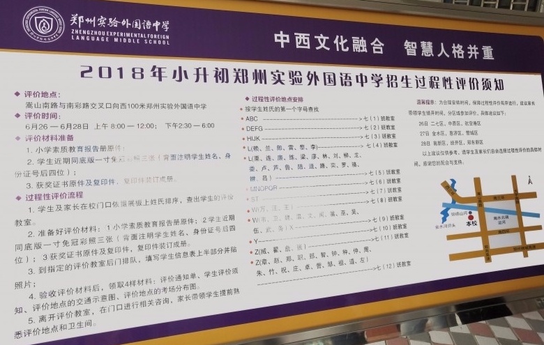 2018郑州实验外国语中学小升初过程性评价指南