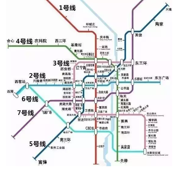 长春地铁一号线线路图片