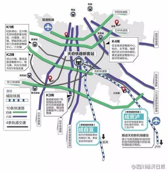 成自铁路站点:1,成都东站2,天府站3,天府国际机场4,资阳站5,自贡东站