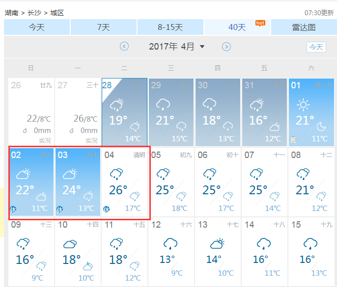 长沙清明节天气如何?