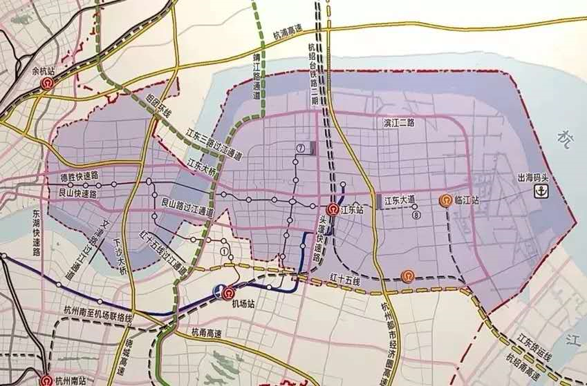区域地图:空间范围包括现杭州大江东产业集聚区和现杭州经济技术开发