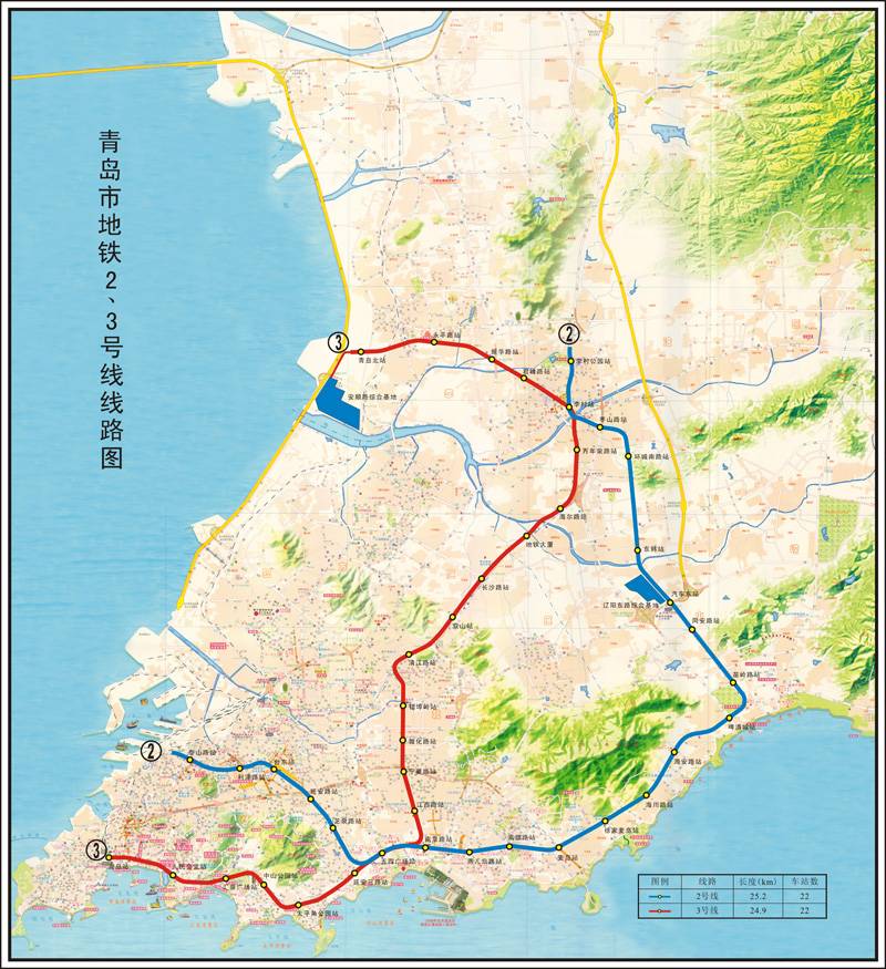 青島地鐵一期工程3號線,2號線線路情況簡介